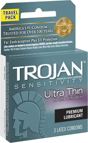 Vista 2 de Trojan Sensitivity - Preservativos lubricados ultrafinos (paquete de 1) 3