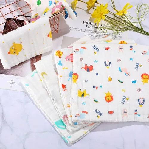 Vista 5 de Tatuo Paquete de 10 paños de muselina para bebé, 20 x 10 pulgadas, 6 capas, suaves y absorbentes, para recién nacidos, para baby shower, niños