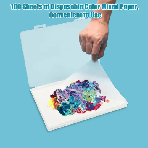 Vista 5 de Paletas húmedas para pintar miniaturas, incluyendo 100 piezas de papel, kit de paleta húmeda para pintura acrílica, paleta de pintura húmeda