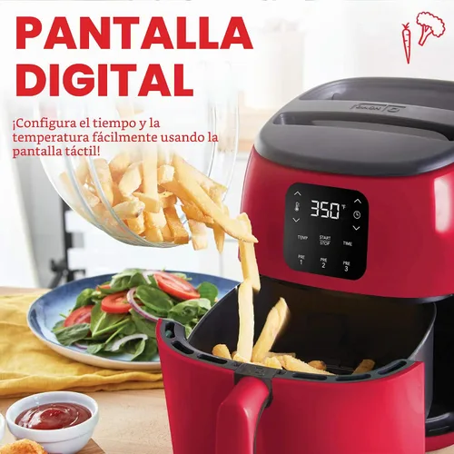 Vista 4 de Dash Tasti-Crisp - Freidora de aire digital, 2.6 cuartos de galón, color rojo