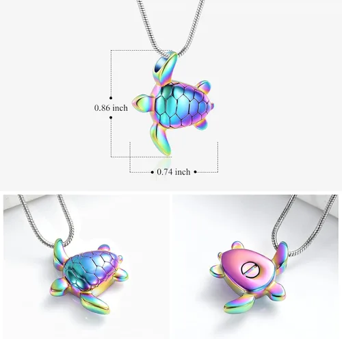 Vista 2 de Imrsanl Joyería de cremación de tortuga marina para cenizas, collar de recuerdo, urna conmemorativa, joyería para mascotas y seres humanos