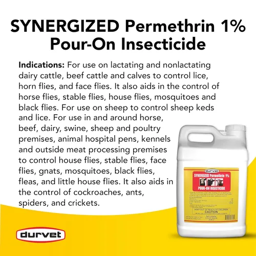 Vista 3 de Durvet Fly 003 – 3705 698346 synergized permetrina 1% pour-on insecticida, 2.5 galones