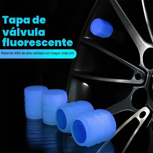 Vista 4 de YALOK 4 tapas de vástago de válvula de neumático que brillan en la Azul