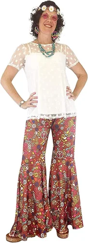Vista 2 de Gotta Have Fun Disfraces de los años 70 para mujer, ropa de los años 70 para mujer, pantalones de fiesta de talla grande, pantalones hippie