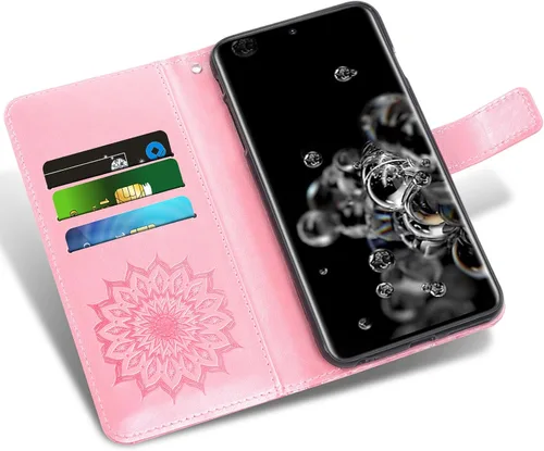 Vista 3 de Funda de teléfono para Samsung Galaxy S20 Ultra 5G con protector de pantalla de vidrio templado, funda de cuero con tapa para tarjetero, accesorios