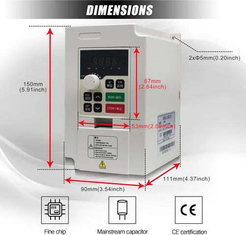 Vista 4 de CNCTOPBAOS Inversor de frecuencia VFD 1.5KW 2HP,Convertidor de unidad de frecuencia variable monofásico a 3 fases 220V,Control de velocidad VSD