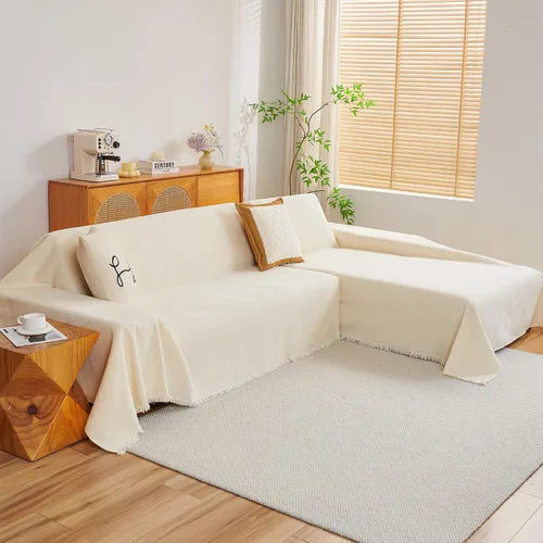 Vista 2 de MYSKY HOME Funda para sofá seccional, 2 piezas de fundas de sofá de felpilla para sofá en L, protector de muebles para mascotas, niños, funda
