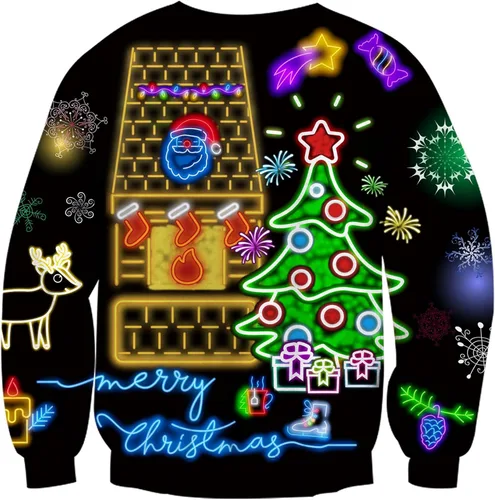 Vista 2 de Leapparel - Sudadera de manga larga para hombre y mujer, diseño de Navidad