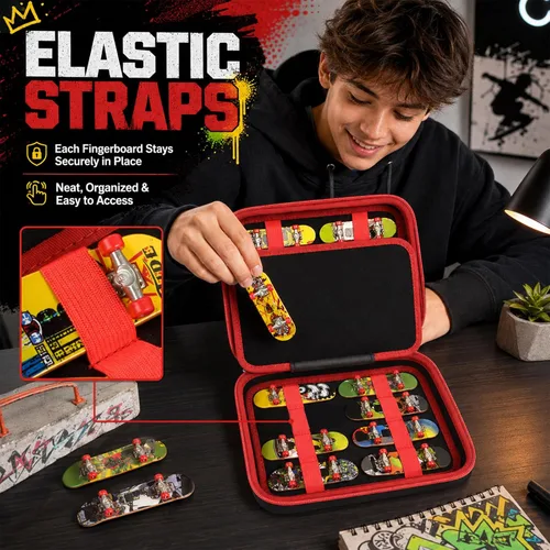 Vista 6 de ALKOO Funda para diapasón Tech Deck Ultra DLX, 16 ranuras, solo funda Negro