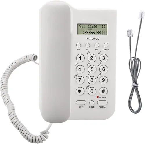 Vista 7 de Teléfono con cable con pantalla de identificación de llamadas, teléfono de escritorio con cable para el hogar, teléfono de escritorio con cable