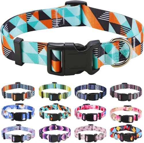 Vista 48 de Mihqy - Collar de perro, patrones geométricos florales, tribales, bohemios, collar de estilo étnico, suave y ajustable, para perros pequeños
