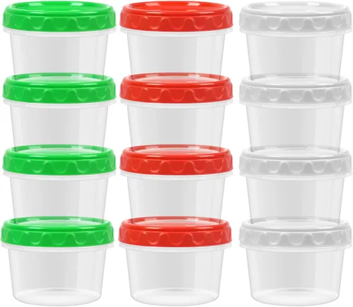 Vista 14 de EONJOE Contenedores herméticos de plástico para almacenamiento de alimentos con tapas de 4 onzas, 6