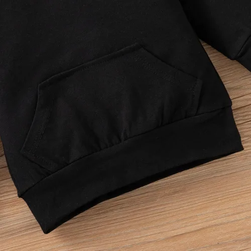 Vista 6 de Conjunto de 2 piezas de ropa para bebés y niñas pequeñas, de manga larga, sudadera con capucha, color negro, de 6 a 12 meses)