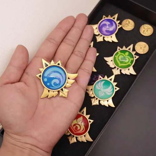 Vista 5 de Genshin Impact Vision Broche luminoso Ojo de Dios - Accesorios para proyectos de juego para mujer Metal Sin gemas