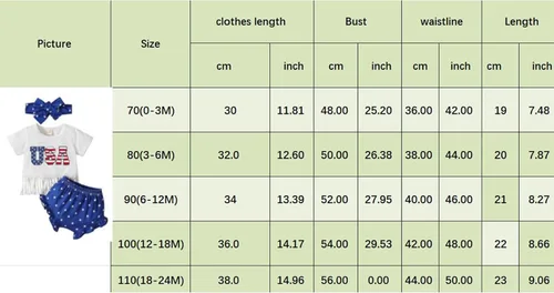 Vista 13 de Conjunto de camiseta y pantalones cortos para bebé niña del 4 de julio, camiseta y pantalones cortos para el Día de los Caídos