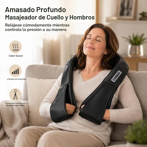 Vista 6 de brenzo Masajeador de cuello y hombros con calor, negro Negro (balck)