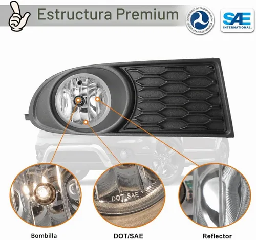 Vista 5 de Juego de luces antiniebla para Dodge Journey 2010-2020 con bombilla + cubierta de bisel negro, montaje de lámparas antiniebla de conducción