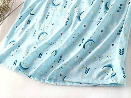 Vista 4 de PNAEONG Camisón de algodón para mujer, ropa de dormir de manga corta, camisa casual con estampado