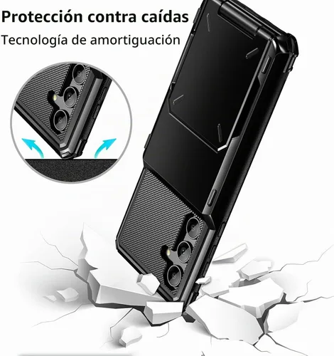 Vista 5 de Vofolen Funda tipo cartera para Samsung Galaxy S24 con soporte para tarjetas, funda protectora de doble capa de 4 tarjetas, resistente a prueba