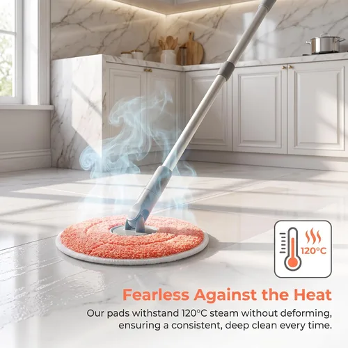 Vista 3 de Paquete de 8 almohadillas de repuesto para mopa de vapor, almohadillas de microfibra lavables (naranja)