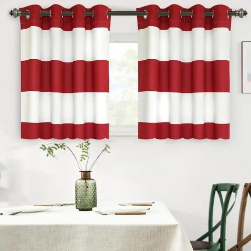 Vista 15 de DriftAway Cortinas negras con rayas para oscurecimiento de habitación, cortinas con ojales clásicas de rayas horizontales para dormitorio, sala