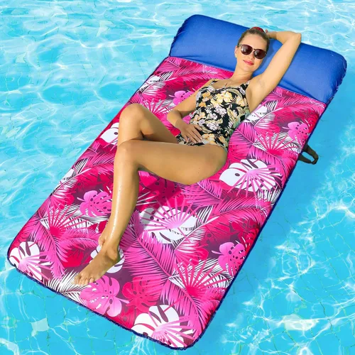 Vista 8 de FindUWill Flotador inflable para piscina para adultos, 72 pulgadas XL, flotadores de piscina cubiertos de tela de gran tamaño para adultos