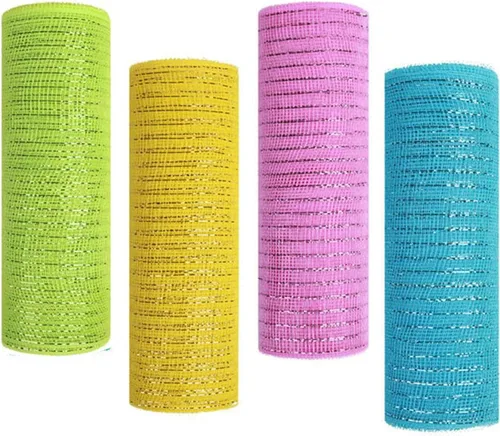 Vista 16 de 4 rollos de cinta de malla decorativa para decoración de coronas, 10 pulgadas x 30 pies, rollo de malla decorativa de San Valentín, suministros