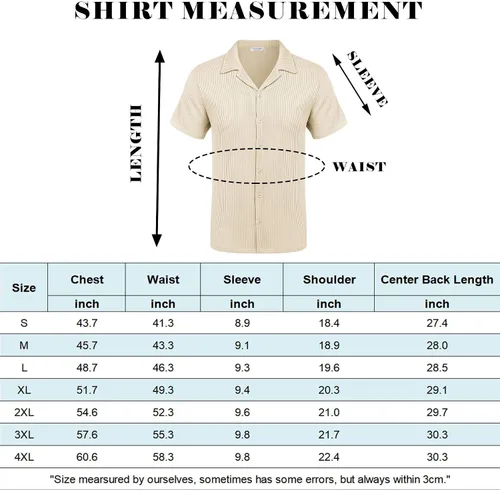 Vista 6 de COOFANDY Camisas casuales con botones para hombre, de manga corta, ajuste regular, a la moda, para campamento y playa