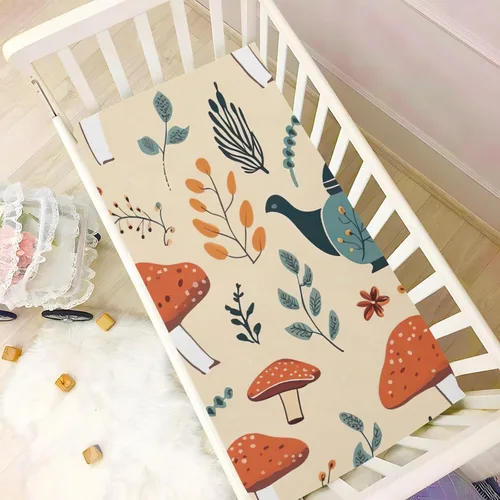 Vista 6 de Fitted Crib Sheets Autumn Mushroom Tea Kettle Mini Crib Sheets for Boy & Girl Toddler Mattress Sheets Playard Sheet 21216094
