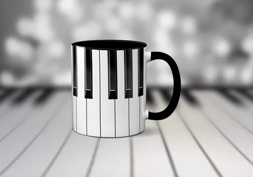 Vista 4 de Piano Keys - Taza para músico, regalo para profesores, diseño de teclado