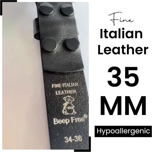 Vista 4 de Cinturón de cuero italiano de 1 3/8 pulgadas 1.378 in TSA y apto para aeropuertos sin metal para hombres y mujeres Cinturón italiano negro