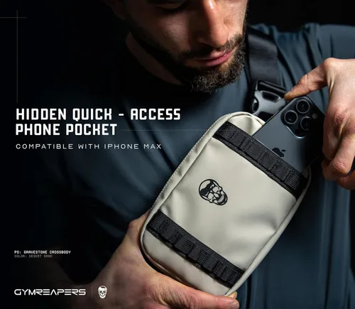 Vista 3 de Gymreapers Bolsos cruzados pequeños de viaje para hombres y mujeres con bolsillo oculto, riñonera cruzada impermeable para hombres con cinturón