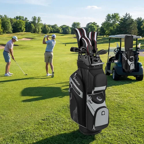 Vista 7 de Tangkula Bolsa de carrito de golf con divisores de longitud completa de 14 vías, 6 bolsas moldeadas con cierre superior de golf con 11 bolsillos