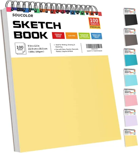 Vista 9 de Soucolor Suministros Escolares Cuaderno de bocetos de 9 x 12 pulgadas para profesor y estudiante de secundaria, paquete de 1 cuaderno de bocetos