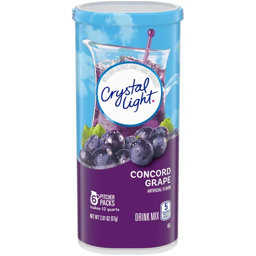 Vista 5 de Crystal Light Paquete de mezcla de bebida en polvo baja en calorías de fresa naranja plátano y uva Concord sin azúcar (72 + 6 unidades)