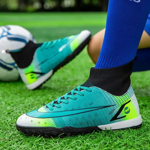 Vista 9 de Liuliuroupp Tacos de fútbol para hombre, zapatos de fútbol profesionales para interioresexteriorescompeticionesentrenamientoatléticos para niños