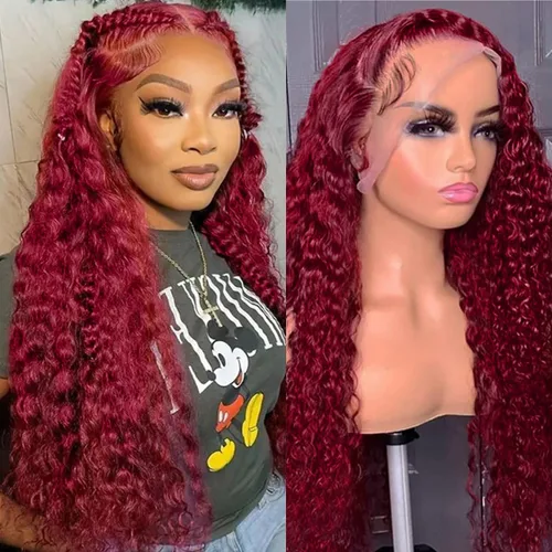 Vista 9 de Pelucas de cabello humano rizado con ondas profundas de 5 x 5 HD, sin pegamento, precortadas, con encaje frontal, para mujeres negras, color negro