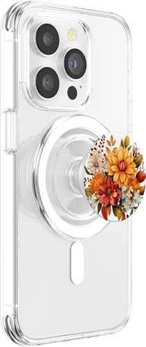 Vista 3 de Linda flor de otoño sublimación Clipart Hojas de otoño PopSockets MagSafe PopGrip para iPhone