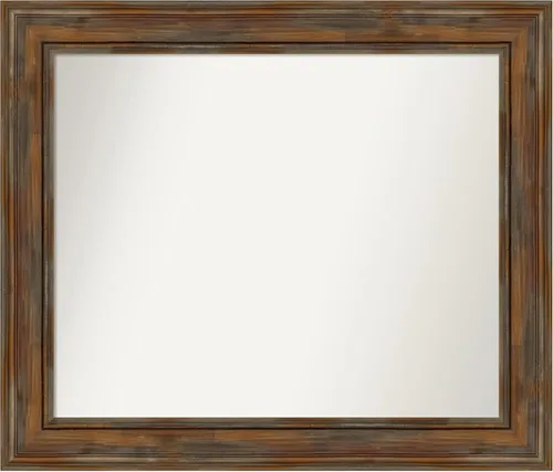 Vista 137 de Amanti Art Espejo de baño marrón para sobre fregadero, 26 x 26 pulgadas, espejo de tocador cuadrado marrón rústico Alexandria, marco de madera