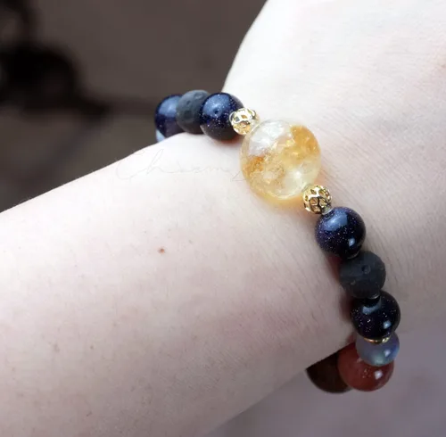 Vista 33 de Precious Gemstone Natural Crystal Healing Bracelet, Rutilated Quartz, Moonstone, Quartz Handmade Original Design Bracelet