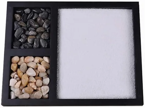 Vista 4 de TOPINCN Kit de jardín zen, meditación, yoga, mesa japonesa, mesa de roca, arena, chakras, santuario, altar, decoración zen, hogar, oficina