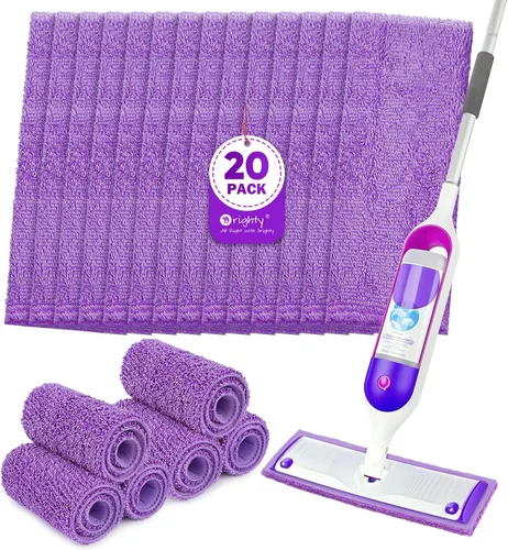 Vista 8 de Orighty Almohadillas de microfibra para mopa Swiffer PowerMop, paquete de 10, reutilizables Morado