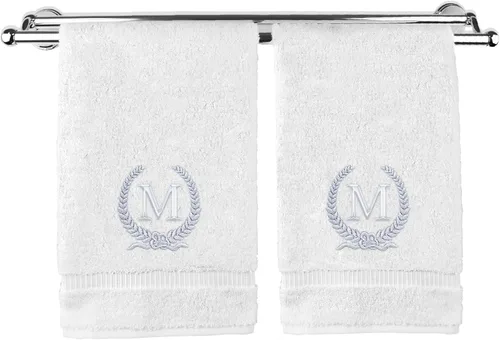 Vista 77 de Toalla de mano con monograma, regalo personalizado, 16 x 30 pulgadas, letra blanca bordada con diseño de corona en toalla negra, extra absorbente