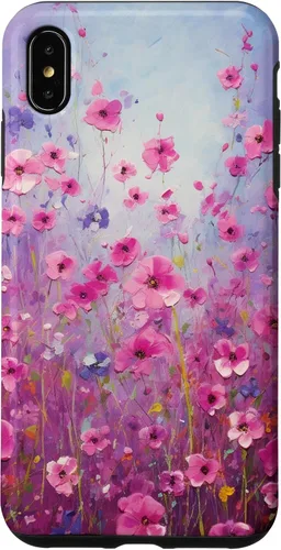 Vista 11 de Happy Pink Flowers Painting Field Purple Colors Case for iPhone 17