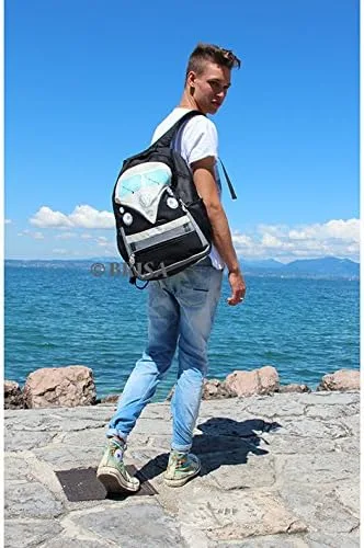 Vista 7 de BRISA VW Collection - Mochila universitaria para laptop de senderismo Volkswagen en diseño de autocaravana T1 (30 L7.9 galonesgrande), Negro
