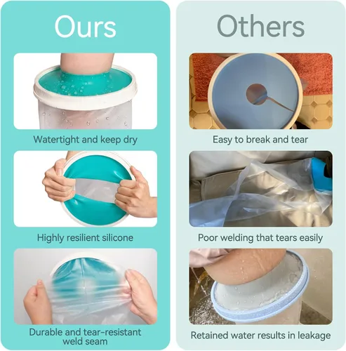 Vista 5 de Cubierta impermeable para el pie, protector de ducha de tobillo para adultos después de la cirugía, cubierta impermeable para vendaje, herida, pie