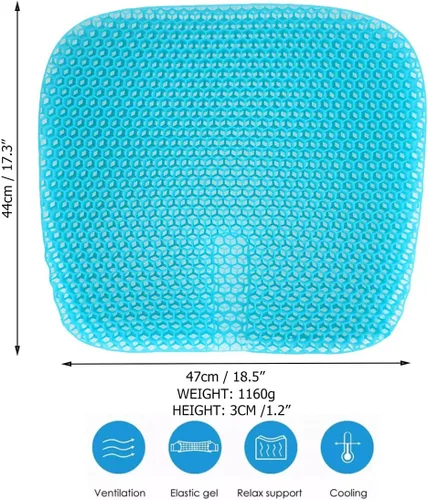 Vista 2 de masteymoh Cojín de asiento de gel para sentarse durante mucho tiempo, cojines de gel para aliviar las úlceras por presión, 18.5 x 17.3 x 1.2