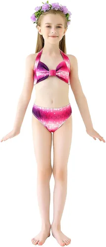 Vista 3 de Fishtailfun Traje de baño de sirena para cosplay sirena para nadar para niñas conjunto de bikini de princesa