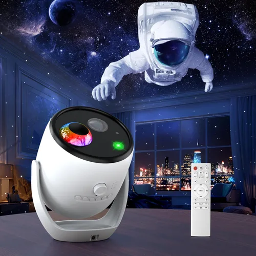 Vista 7 de AIRIVO Proyector de galaxia 3D, proyector de estrellas para dormitorio, proyector aurora boreal con altavoz Bluetooth, estrellas en movimiento