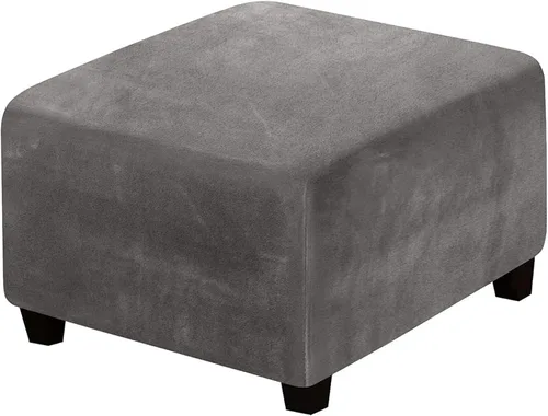 Vista 29 de ADPON Fundas otomanas cuadradas de terciopelo para otomanas, fundas protectoras para reposapiés cuadrados, fundas protectoras para taburetes de Beige